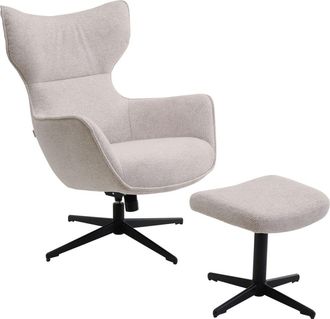 Kare Design Sill&oacute;n giratorio + taburete jules crema