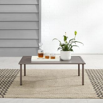 Crosley Furniture Cali Bay Outdoor Metal Coffee Table Light Brown