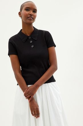 Contemporaine Womens Plain ribbed fitted Polo Shirt shirt