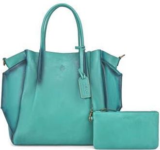 OLD TREND Sprout Land Leather Tote Bag in Aqua Ombre at Nordstrom Rack