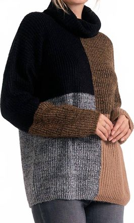 Elan Turtleneck Colorblock Tunic In Black