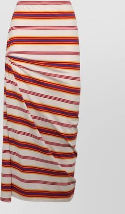 Paco Rabanne striped gathered cotton midi skirt