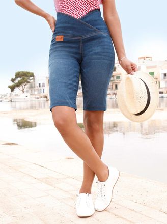 Casual Looks Jeansbermudas CASUAL LOOKS, Damen, Gr. 36, Normalgr&ouml;ssen, blau, stone, washed, 81% Baumwolle, 17% Polyester, 2% Elasthan, unifarben, kurz, Jeans Jeans