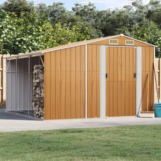 Berkfield Home Garden Shed Light Brown 277x279x179 cm Galvanised Steel | Size: 277 x 279 x 179 cm
