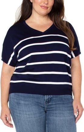 Liverpool L.A. Dolman Sleeve Sweater in Navy White Stripe at Nordstrom Rack, Size 1X