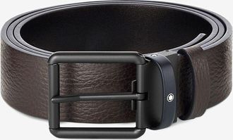 Montblanc Wendbarer G&uuml;rtel aus Glattleder und genarbtem Leder - 35 mm