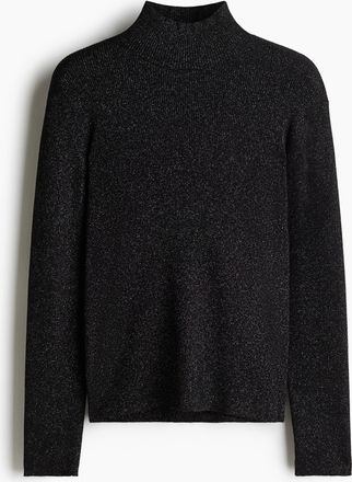 H&M Schimmernder Turtleneck-Pullover in Slim Fit - Schwarz