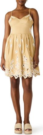 Steve Madden Emelia Embroidered Flared Minidress in New Taupe at Nordstrom, Size 14