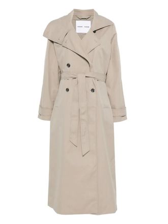 Samsøe & Samsøe belted double-breasted coat - women - Polyester/Cotton - M - Neutrals