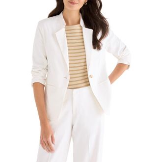 Nic+Zoe Eva Linen Blend Blazer in Milk White at Nordstrom, Size 14P