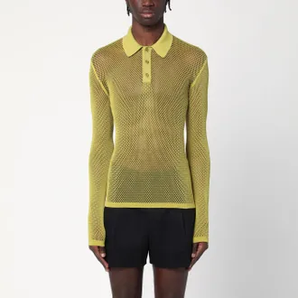 Gucci Polo in maglia tecnica traforata verde pistacchio