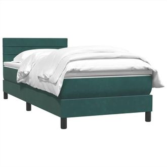 vidaXL Cama Box Spring Con Colch&oacute;n Terciopelo Verde Oscuro 80x220 Cm Vidaxl
