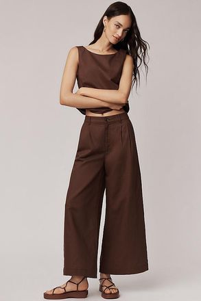 Paige Negroni Linen Blend High-Rise Crop Wide-Leg Pants
