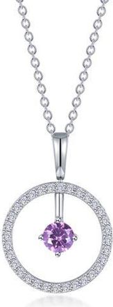 Lafonn Simulated Diamond Lab-Created Birthstone Reversible Pendant Necklace in Purple/June at Nordstrom Rack, Size 20