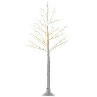 OEM &Aacute;rbol Sint&eacute;tico Con 120 Luces Led Ip44 Con Brillo Ajustable Decoraci&oacute;n Para Interiores 20x20x150 Cm Blanco