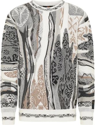 Carlo Colucci Truien & Vesten, Heren, Veelkleurig, L, Leer, Jacquard Pullover