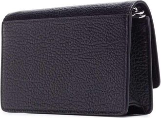 Maison Margiela Womens Crossbody Wallet Grained Black Leather Calf