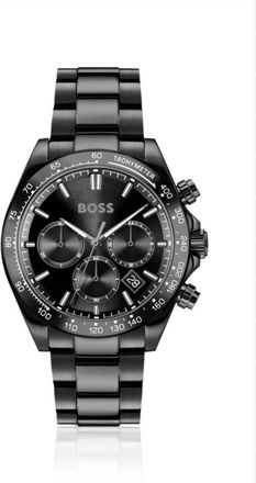 BOSS HERO 2.0 Black dial chronograph watch with tonal bracelet