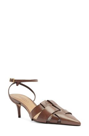 Arezzo Marissa Ankle Strap Pointed Toe Pump in New Cocoa at Nordstrom, Size 9.5