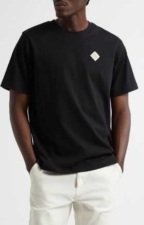 Casablanca Faux Pearl Embellished Diamond Patch Logo T-Shirt in Pearl Diamond Patch at Nordstrom, Size Small