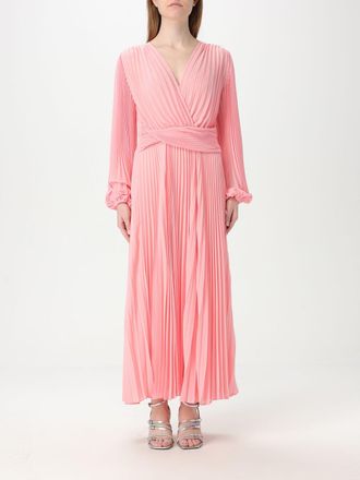 Twinset Plissé Maxijurk Met V-hals Lange Mouwen