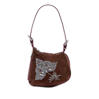 Fendi Pre-owned Fendi Sequin and Crystal Embellished Suede Oyster Shoulder Bag Ladies BNVFMKSAF4MOSETM