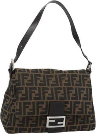 Fendi Pre-owned Zucca Canvas Shoulder Bag - Dames - Vintage Schoudertas - Bruin - ONE Size - Leer - Vintage