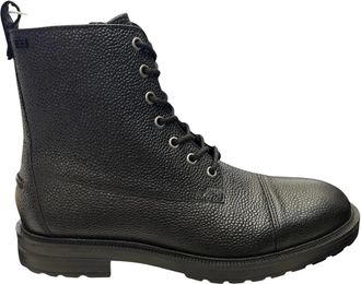 Tommy Hilfiger Stivale stringato in pelle martellata - - Shoes - Uomo - Nero - 41 EU