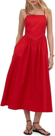 Nobody's Child Briella Smocked Back Organic Cotton Midi Sundress in Red at Nordstrom, Size 12