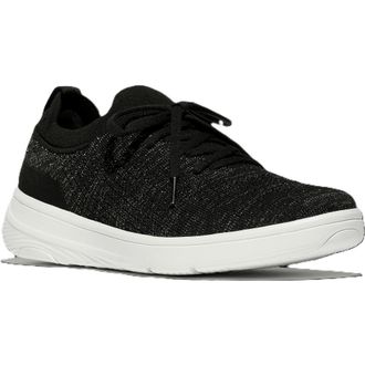 FitFlop Super Q Knit Slip On Sneakers in Black/silvereen at Nordstrom, Size 7.5