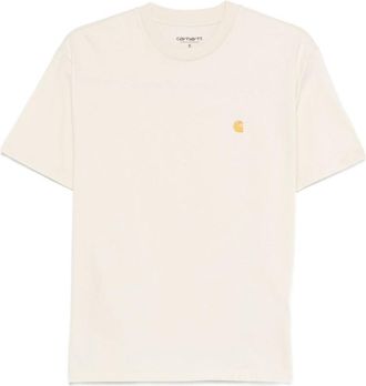 Carhartt Work in Progress Beige Crew Neck Logo T-Shirt