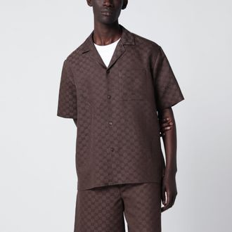 Gucci La camicia bowling in tessuto GG in misto lino