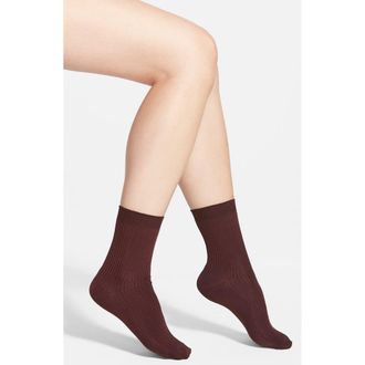 Chelsea28 Luster Crew Socks in Burgundy Stem at Nordstrom, Size 9