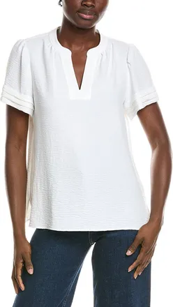 Jones New York Mandarin Collar V-Neck Blouse