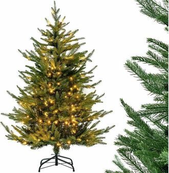 Costway 136cm &Aacute;rbol De Navidad Artificial, 180 Luces Led Blancas C&aacute;lidas, 8 Modos De Iluminaci&oacute;n, &Aacute;rbol De Navidad De Bisagras, 386 Puntas De Rama De Pe, Sopo