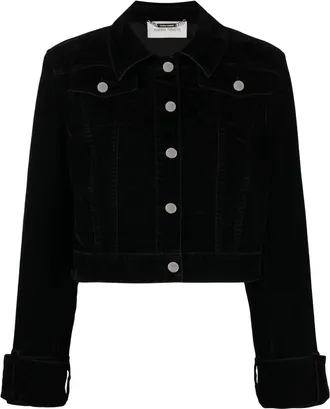 Alberta Ferretti cotton-blend cropped jacket - women - Cotton/Polyester/Elastane/Viscose/Cotton/Polyester - 40 - Black