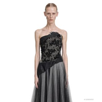 Marc Le Bihan Beaded Brocade Corset Top