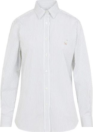 Moschino Overhemden, Dames, Wit, S, Katoen, Fantasia Bianco Gestreept Shirt