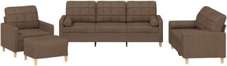 vidaXL Vidaxl - Juego De Sof&aacute;s Con Cojines 4 Piezas Tela Marr&oacute;n