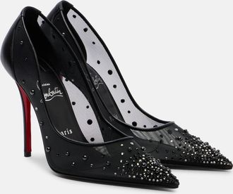 Christian Louboutin Miss Z 100 embellished mesh pumps