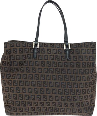 Fendi Brown Zucchino Leather Handbag Tote Bag (Pre-Owned)