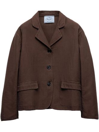 Prada single-breasted cotton jacket - Brown