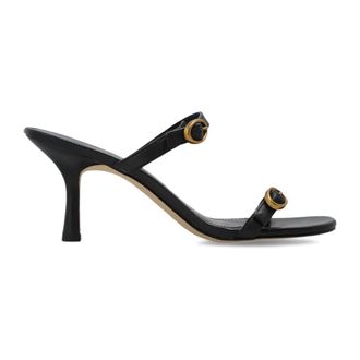 Michael Kors Schoenen, Dames, Zwart, 38 EU, Leer, Kya Heeled Mules