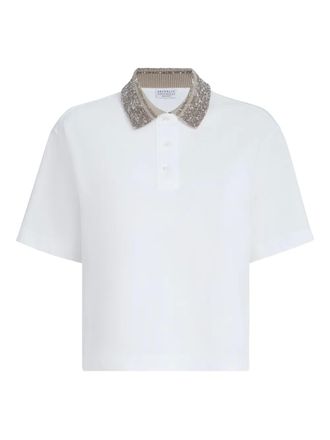 Brunello Cucinelli dazzling knit-collar polo shirt - Wit