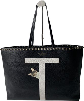 Valentino Black Leather Tote Bag (Pre-Owned)