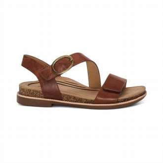 Aetrex Womens Tamara Asymmetrical Quarter Strap Sandal In Walnut