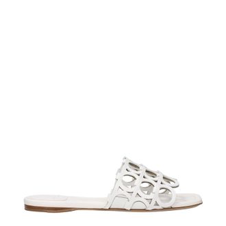 Ferragamo Erne Mujers Chanclas y zuecos de cuero blanco