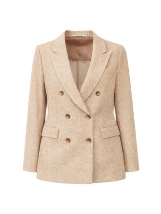 Tagliatore Beige Double Breasted Peak Lapels Blazer