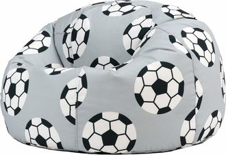 Icon Brand Puf infantil cl&aacute;sico para interior y exterior con estampado de f&uacute;tbol