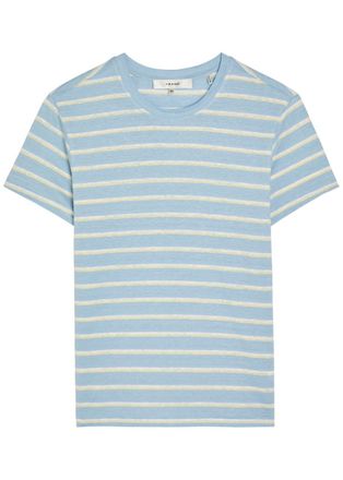 Frame Denim The Linen Baby Striped Stretch-linen T-shirt - Blue - XL (UK16 / XL)